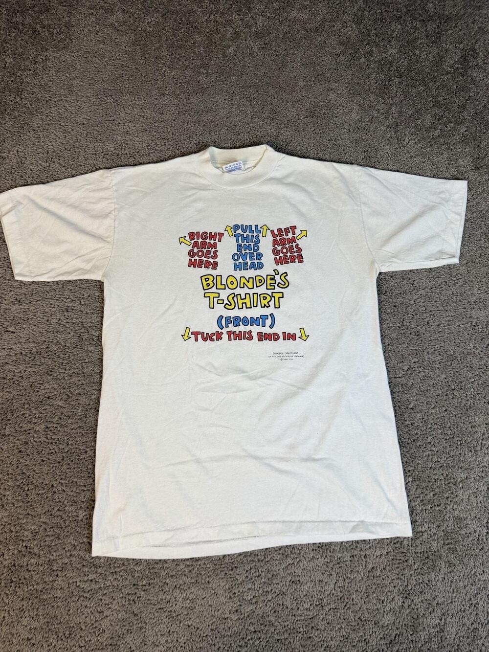 Vintage Hallmark Shirt Mens L White Dumb Blondes Funny Front Graphic Novelty 90s